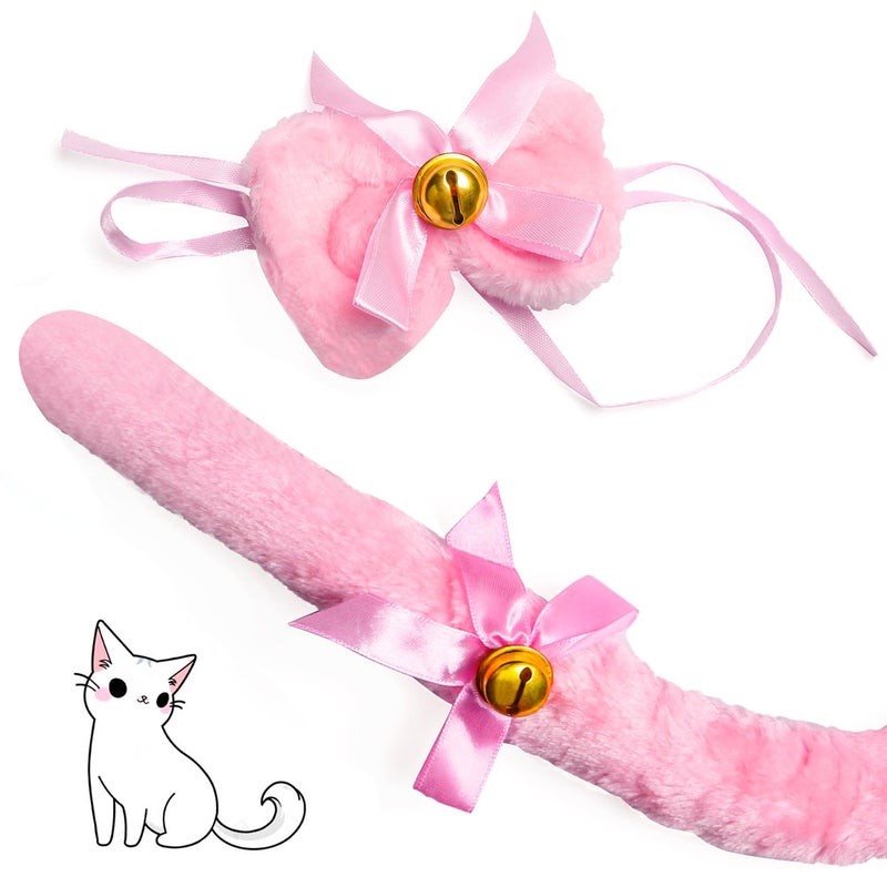 Beelittle Cat Cosplay Costume Kitten Ears Tail Collar Paws Cat Cosplay Collection 5 Pack (Pink) - Image 4